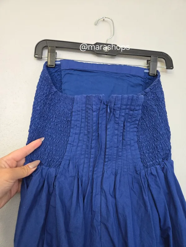 By Anthropologie Cotton Poplin Strapless Midi Dress Blue - Image 7