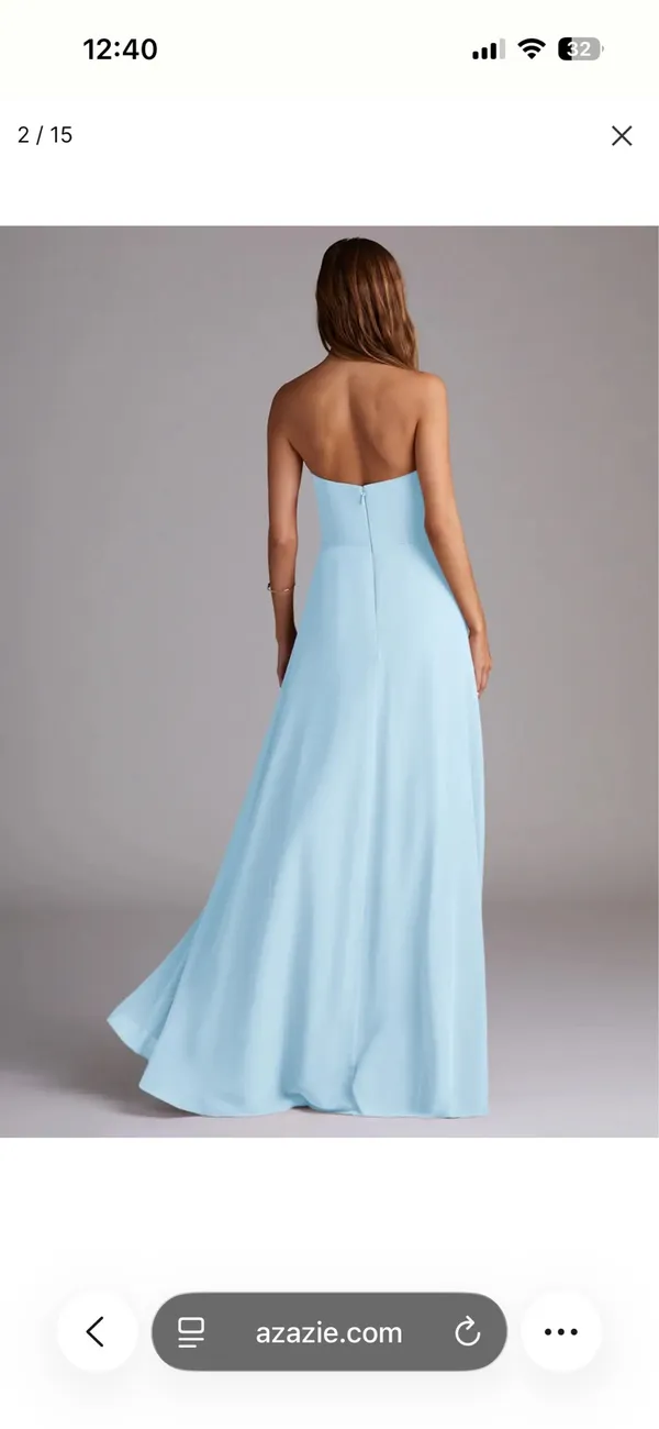 Azazie Wren Chiffon Dress, Sky Blue, NWT - Image 4