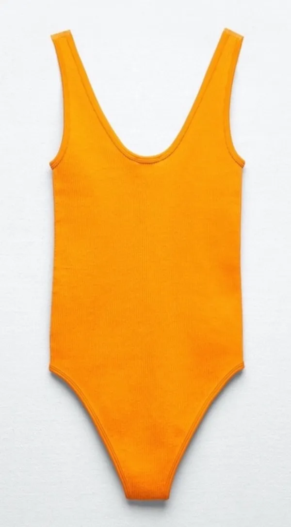 ZARA Orange Ribbed Body Suit - Image 3