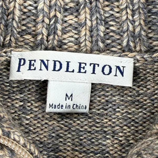 Pendleton Womens Brown 100% Merino Wool‎ Full Zip Cable Knit Cardigan Sweater M - Image 4