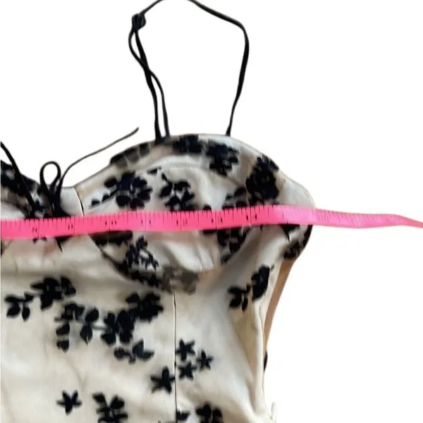 Zara Velvet Floral corset crop bustier corset style top medium tan and black - Image 5