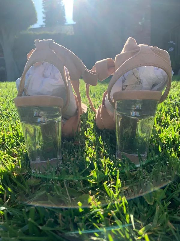 Qupid Beige Leg-Wrap Clear Block Heels - Image 9