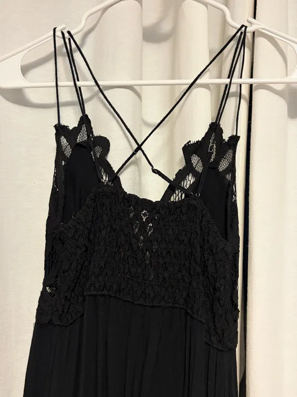 Free People Adella Slip Dress in Black - Image 3