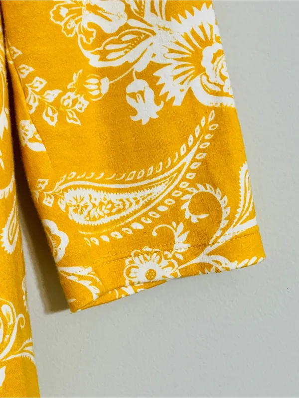 Kim Rogers Mustard Yellow Paisley Tunic Shirt Dress L Cotton Preppy Retro Mod - Image 8