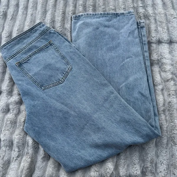 Edikted Wide Leg Jeans Women’s L Light Wash High Rise Button Fly Denim - Image 10