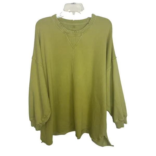 Aerie Chartreuse Staying Kind Feeling Cool Oversized Crewneck Sweatshirt Large - Image 2