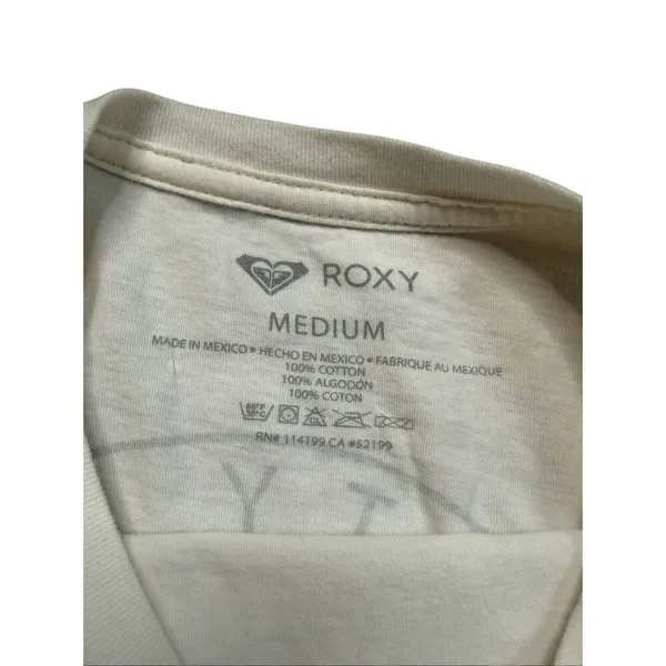 Roxy Long Sleeve Graphic Tshirt Medium Cream - Image 2