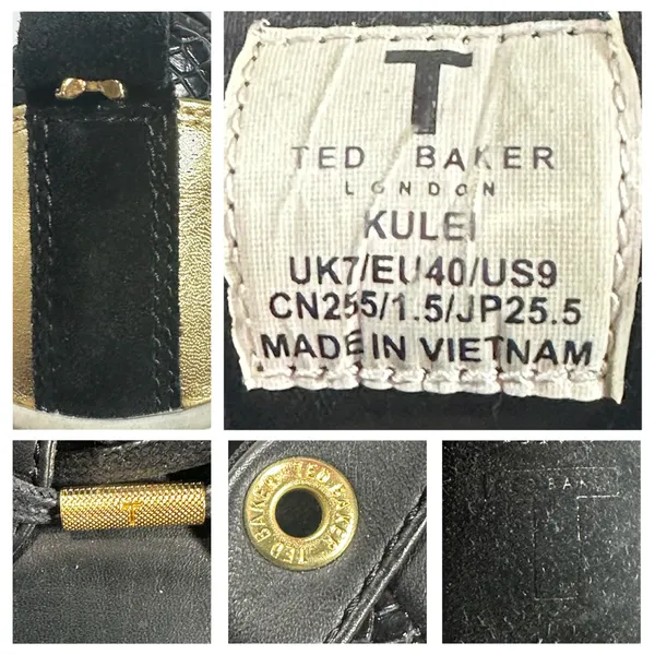 Ted Baker Kulei Black Leather Gold Heel Accent Women’s Sneakers Size 9 - Image 8