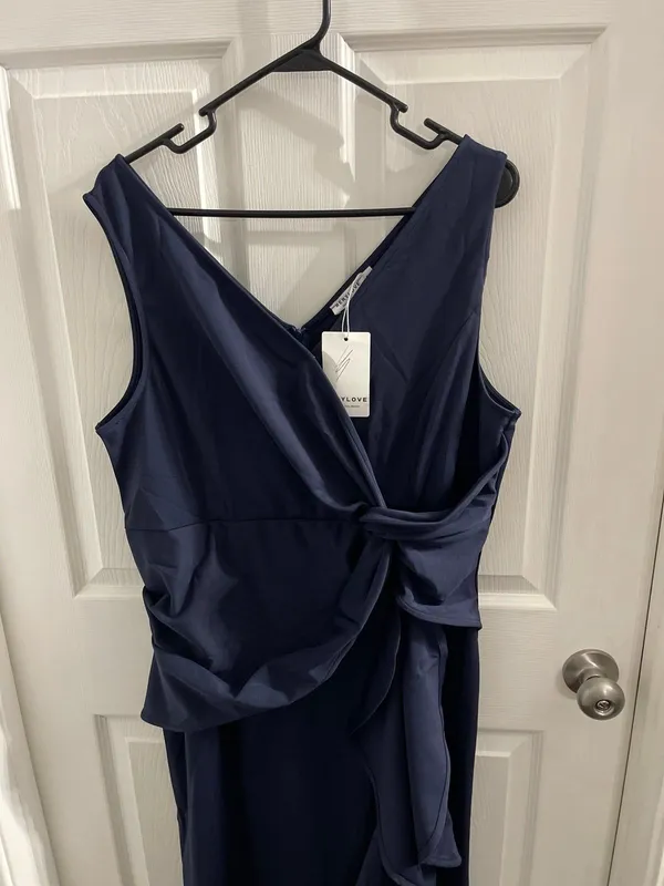 BeryLove Formal Evening Midi Ruffle Dress Navy Size 2XL New With Tag - Image 4