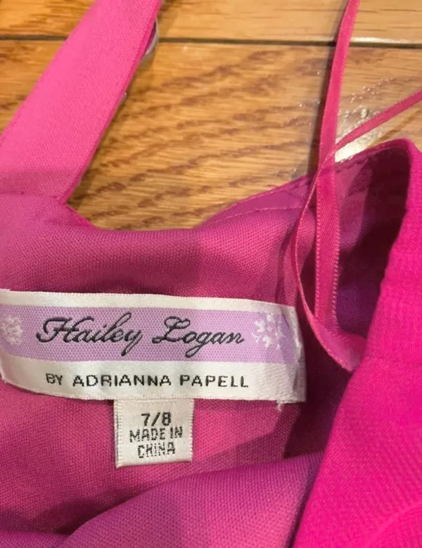 hailey logan Adrianna Papell hot pink( Fuchsia)rhinestone Chiffon short dress 7 - Image 11