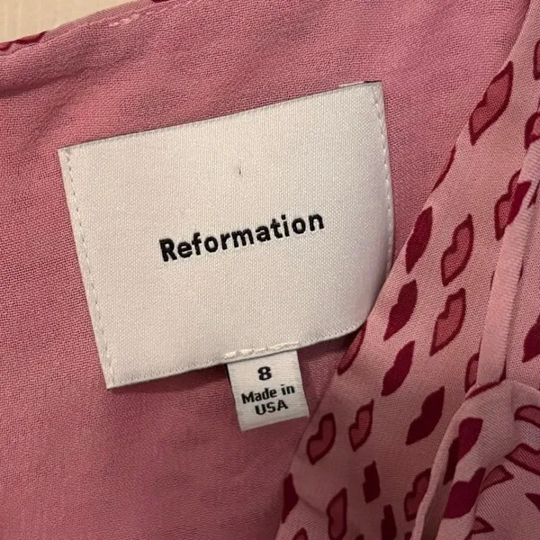Reformation Pink Red Zephyra Lip Mini Dress Size 8 - Image 3