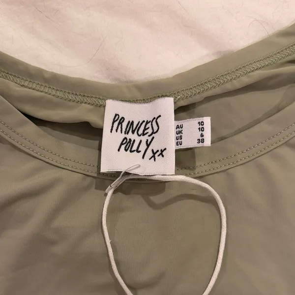 Princess Polly handa eco nylon top sage size 6 - Image 3