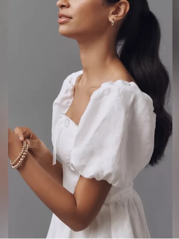 Reformation Malvina Linen Dress in White 8 - Image 5