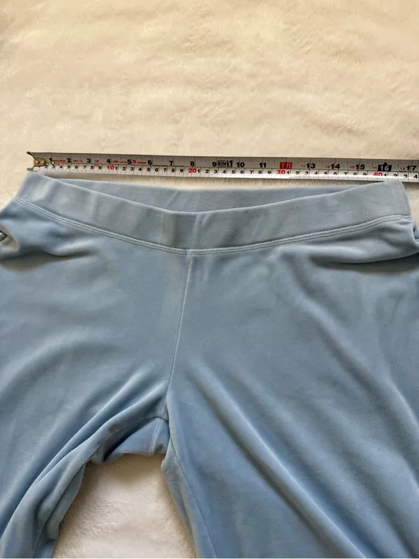 Juicy Couture Light Blue Rhinestone Logo Wide-Leg Velour Jeans - Image 7