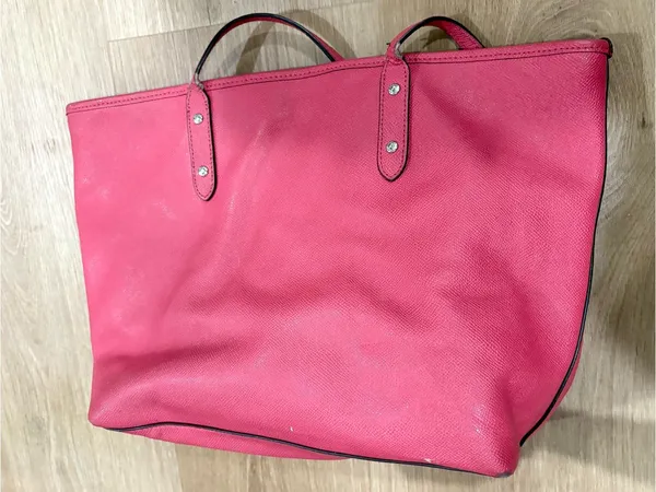 Coach Canvas Shoulder Bag Red Color With Silver Hardware - Image 3