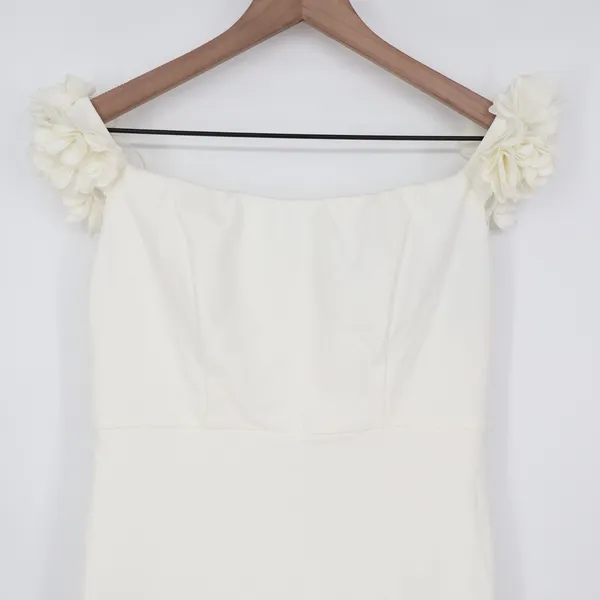 Lulus Pretty Presence Mini Dress Womens M White Off-the-Shoulder Floral Strap - Image 3