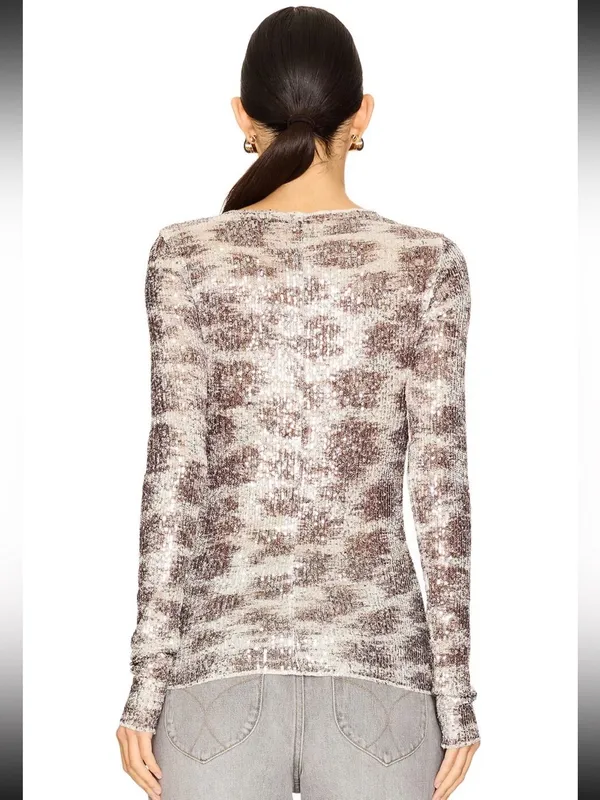 Free People gold rush long sleeve sequins top large NWT - Image 4