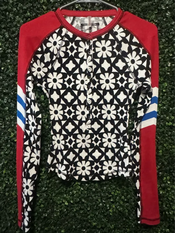 FP MOVEMENT by FREE PEOPLE KICK OFF PRINT HENLEY RALLY LAYER ATHLETIC TOP - Image 5