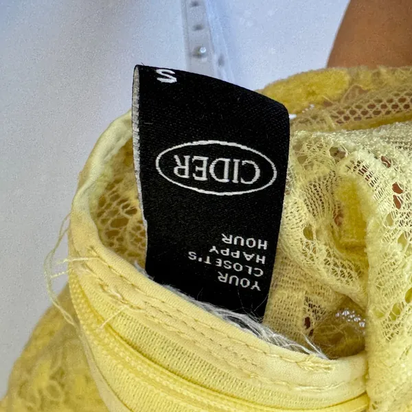 Cider Yellow Floral Lace Puff Sleeve Crop Top Sweetheart Neck Size S Coquette - Image 6