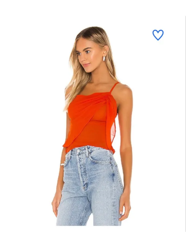 Superdown Revolve Abbey Ruched Cami Top Semi Sheer Poppy- Size XS - Image 10
