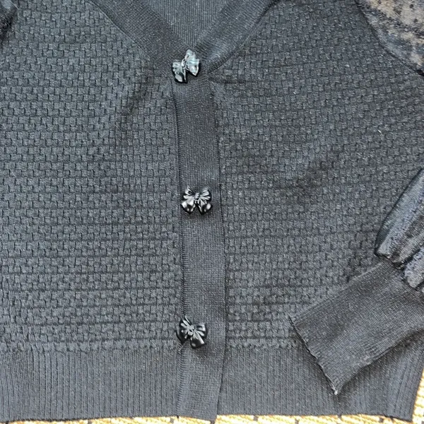 J. Ing Bow Button Cardigan Black Size XS - Image 3