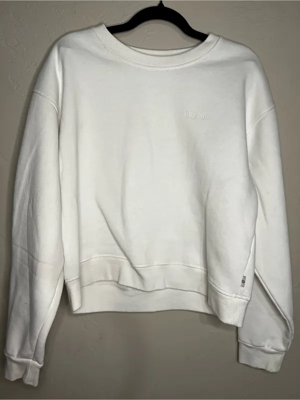 Rhythm Classic Crew Neck White‎ Cozy Fleece Sweatshirt - Image 2