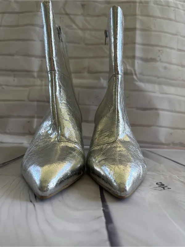 DV by Dolce Vita Gracie Metallic Silver Pointed-Toe Ankle Boots - Image 2