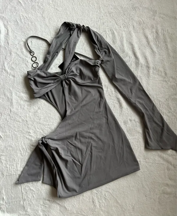 Outcast Clothing Zarah Mini Dress Charcoal - Image 5
