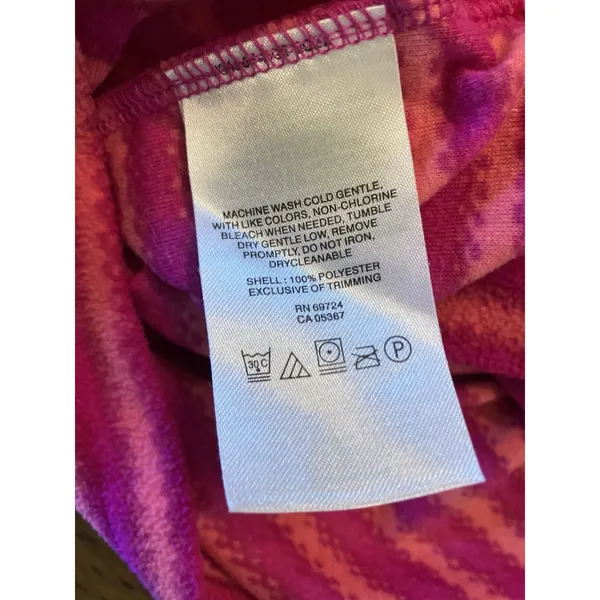 Columbia Women's S Pink/Orange Striped Fleece 1/4 Zip Mock Neck Pullover - Image 5