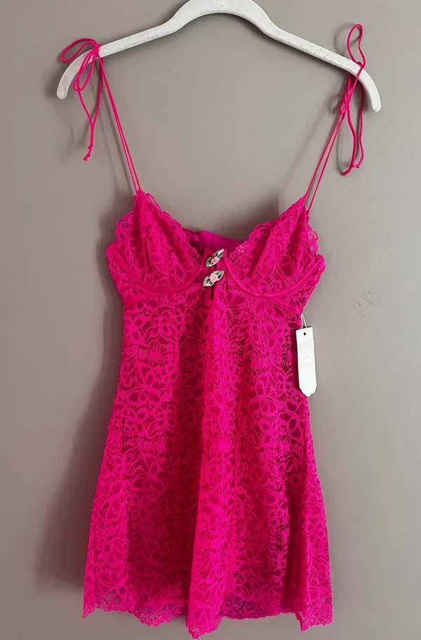 NWT For Love And Lemons Creamsicle Lace Slip Dress - Image 2