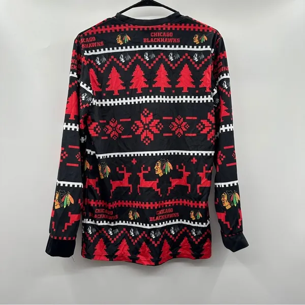 NFL Team Apparel Chicago‎ Blackhawks Long Sleeve Ugly Christmas Sweater Size S - Image 4