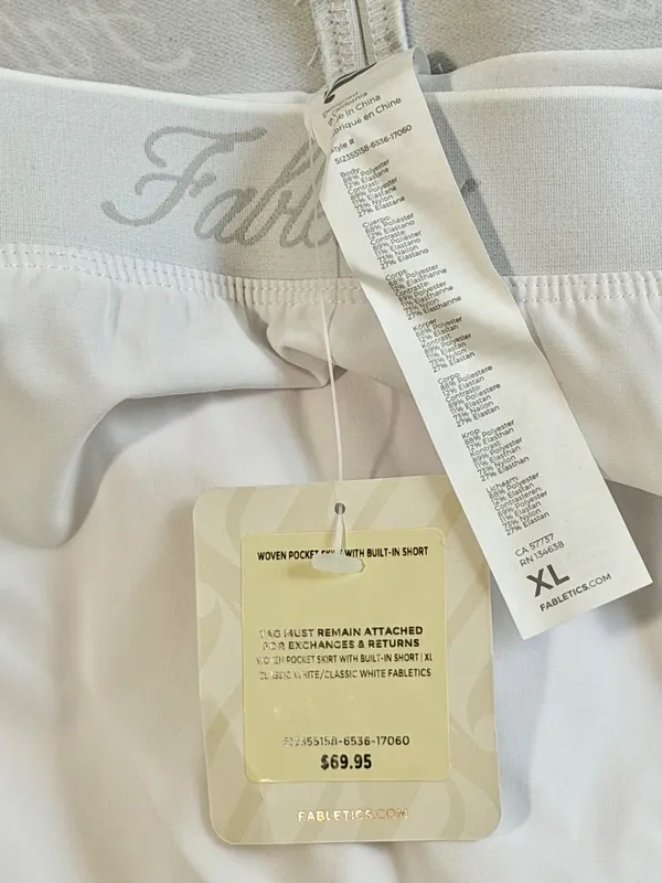 Fabletics White Woven Pocket Skirt with Built-In Short Size X-Large XL - Image 9