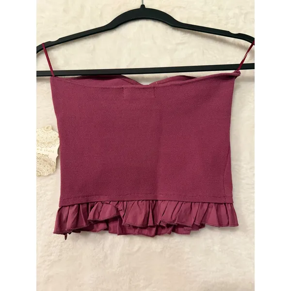 Altar'd State NWT Berry Purple Corset Style Ruffle Hem Tube Top Womens Medium - Image 5