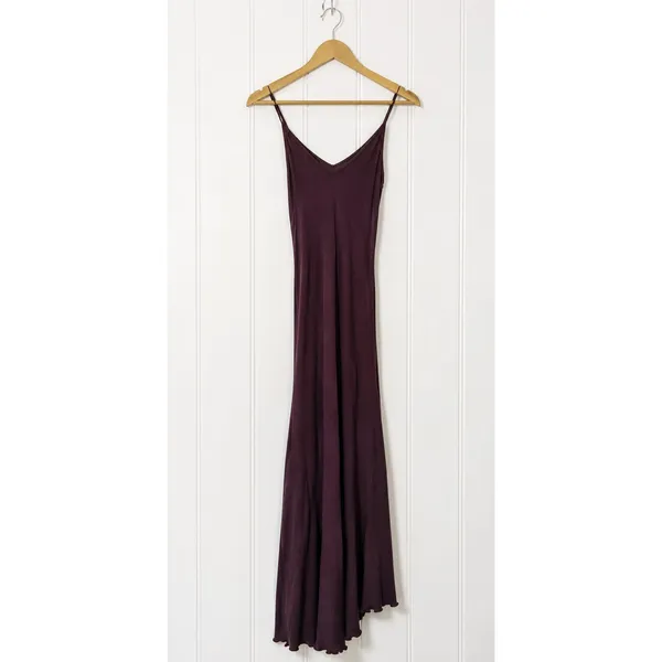 AG Adriano Goldschmied Scarlet Slip Dress XS Burgundy Cross Back Asymmetrical - Image 3