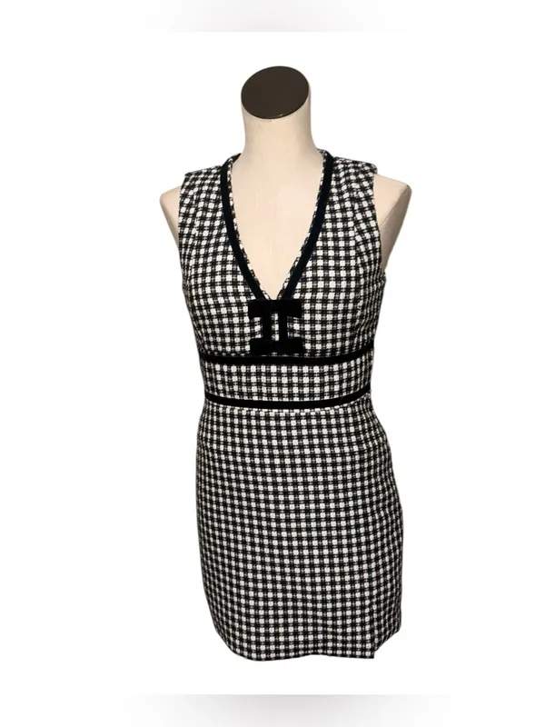 NWT Avec Les Filles Women's Black Bow Tweed Dress SZ-4 - Image 10