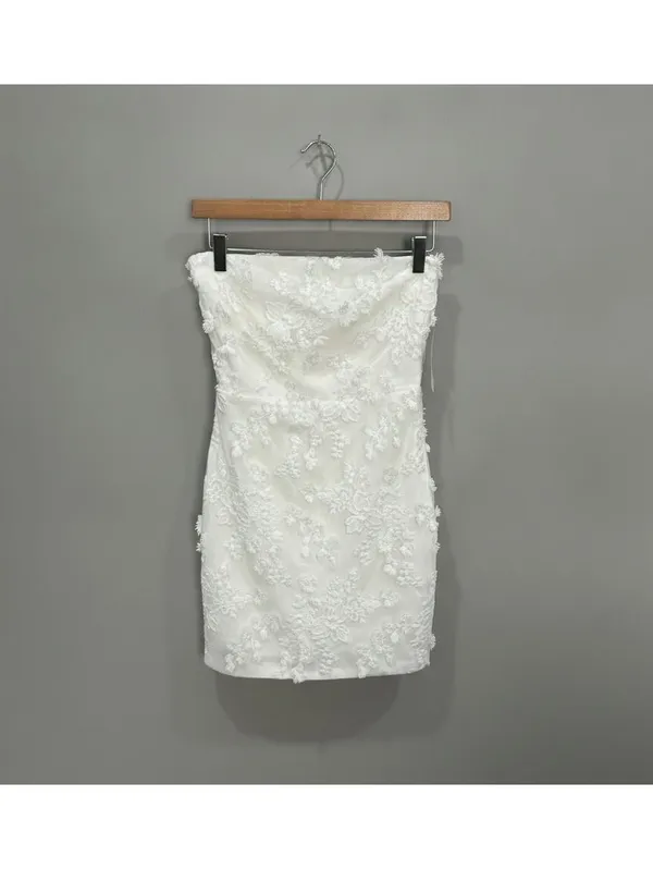 Altar'd State White Floral Embroidered Strapless Mini Dress Size S Romantic - Image 2