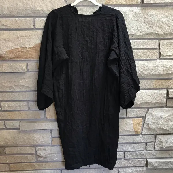 Anthropologie Sunday Atelier Caftan Coverup Dress Black Slub 100% cotton Pockets Coastal Small - Image 5