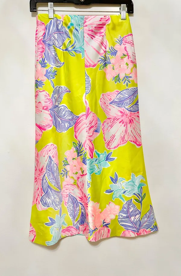 Cory midi skirt in matcha green boho babe floral print - Image 4