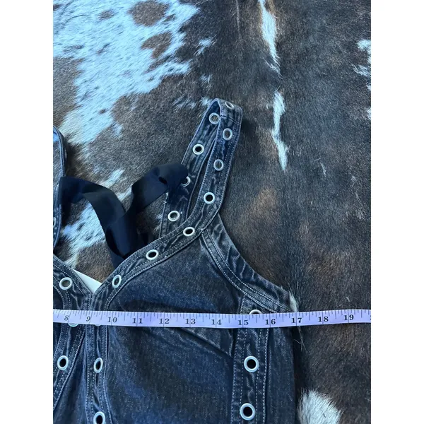 PILCRO Anthropologie NEW Sleeveless‎ V-Neck Studded Denim Mini Dress Size Medium - Image 8