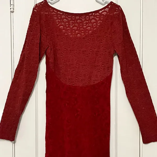 Free People sheer lace blouse tunic burgundy size medium boho corset design - Image 7