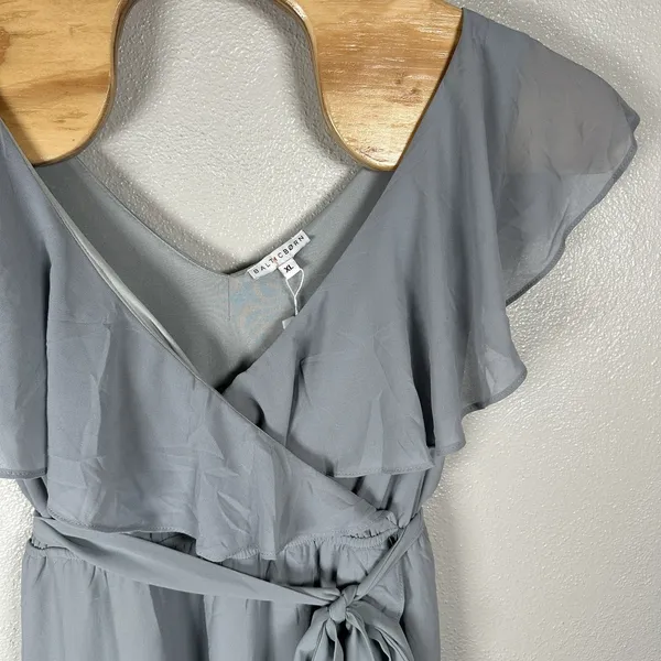 NEW Baltic Born Kristina Chiffon Dusty Blue Maxi Formal Dress Size XL Tie Waist - Image 2