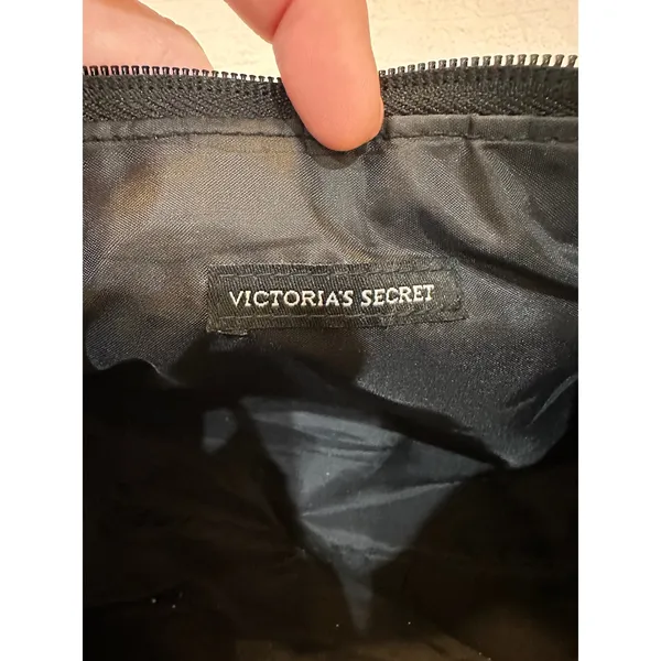 Victoria's Secret Black Nylon Baguette Shoulder Bag Y2K Contrast Stitch Small - Image 3