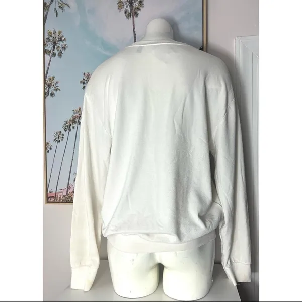 Topshop Tee & Cake Off White Graphic “Your Place or Mine” Sweatshirt Size 8 - Image 3