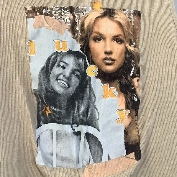 Vintage‎ Y2K 2000s Graphic Britney Spears Lucky Tank Top Concert Festival L - Image 4