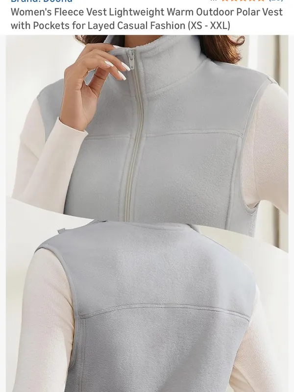 Light Gray Women’s Zip-Front Fleece Vest - Image 6