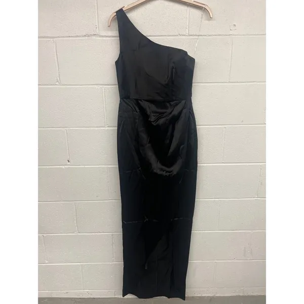 NWT Nookie Sz M Virtue Black One Shoulder Thigh High Slit Evening Cocktail Gown - Image 3