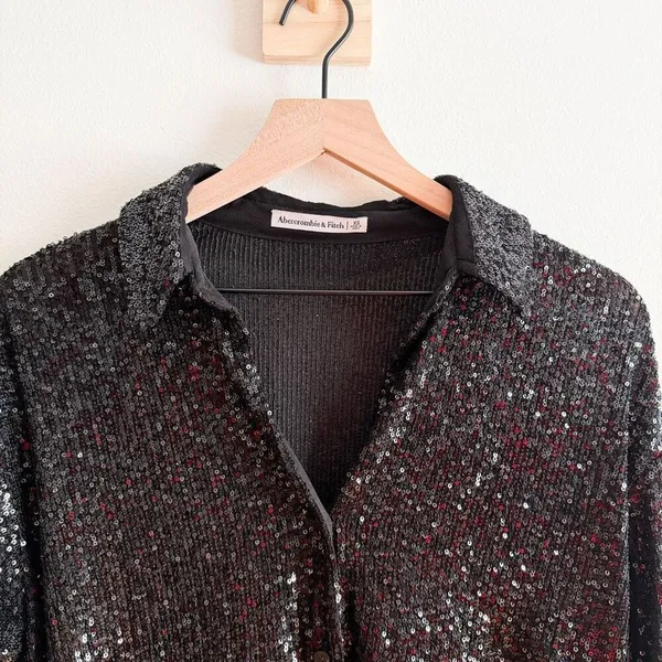 Abercrombie and Fitch Sequin Button Down Top Size XS - Image 4