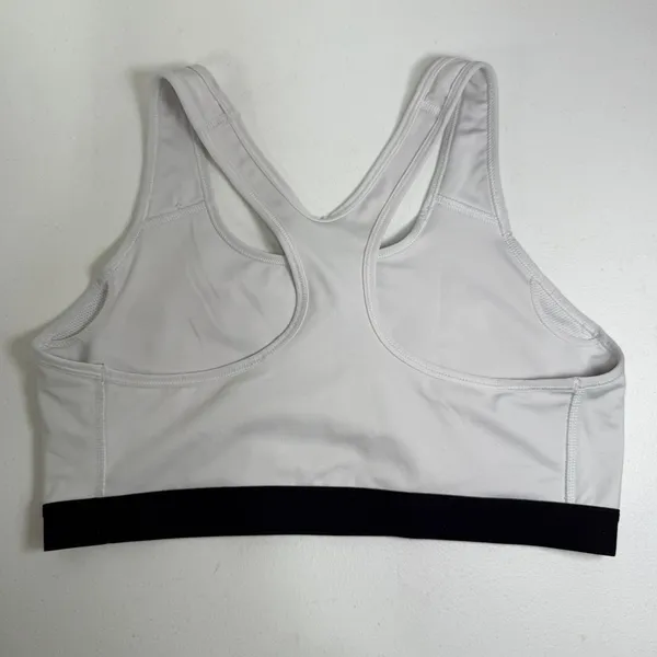 Nike XL Sports Bra Racerback Dri-FIT White Black Medium Support Activewear 2099 - Image 4