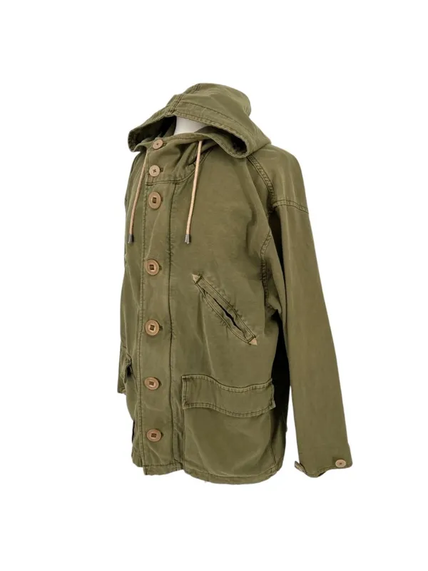 Free People Joshua Tree Utility Jacket Olive Green Cotton Hooded Size XS - Image 5