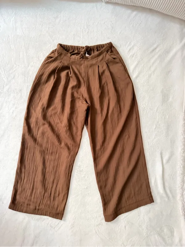 Stradivarius Brown Drawstring Elastic Waist Pants - Image 2